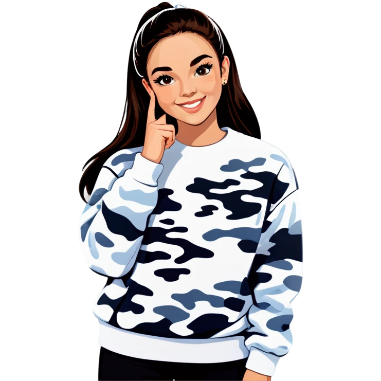 Girl wearing white camo sweatshirt  emoji