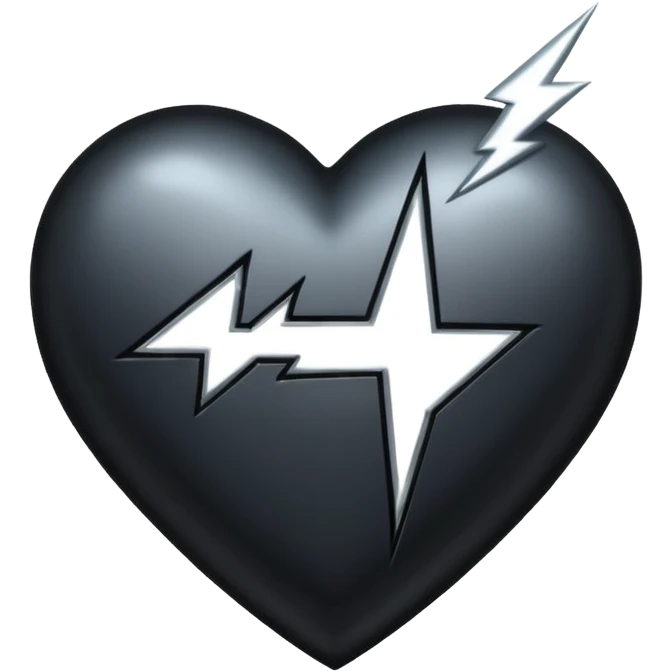 emo heart with night sky and silver lightning emoji