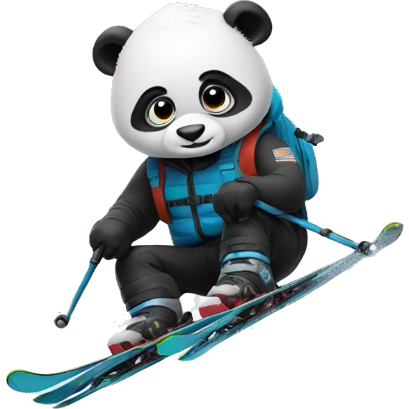 tactical Panda skiing down a snow covered mountain emoji