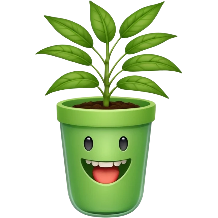 Vaso de vidro com uma planta carnívora de boca aberta emoji