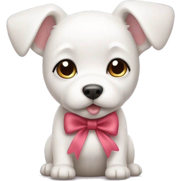 Small white puppy with bows emoji