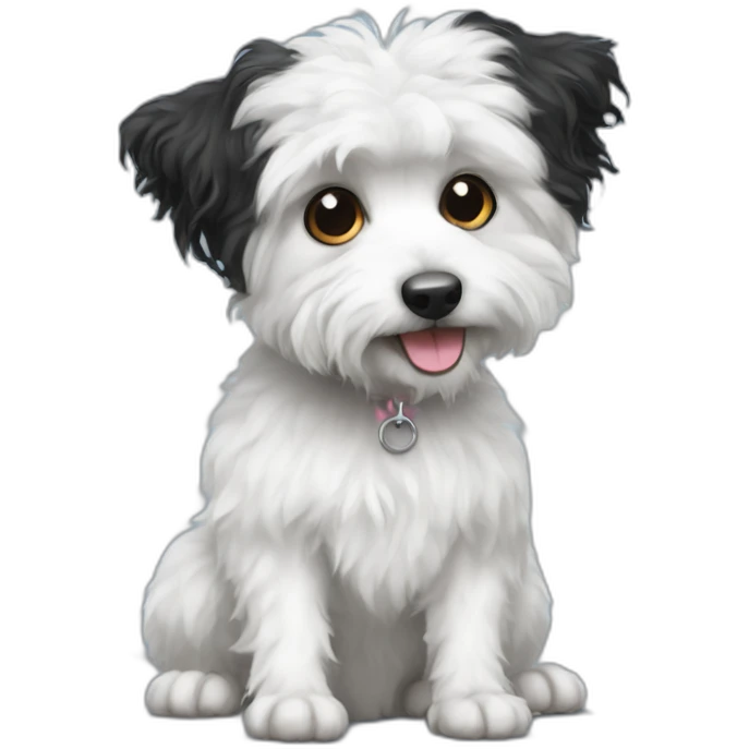 black and white rat long haired terrier mixed with poodle emoji