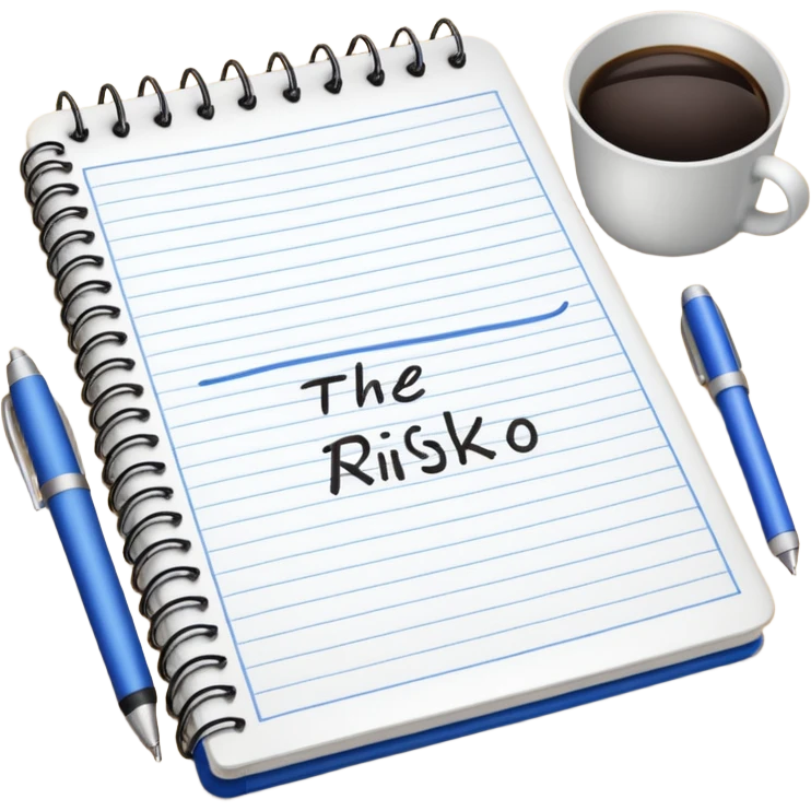 Mach mir ein Heft das auf einem schreibtisch liegt wo RISIKO draufsteht emoji