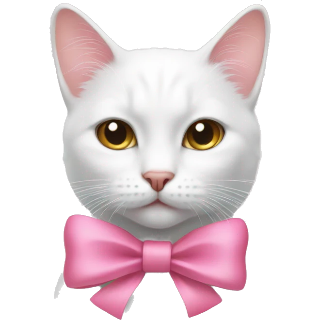 White cat with pink bow  emoji