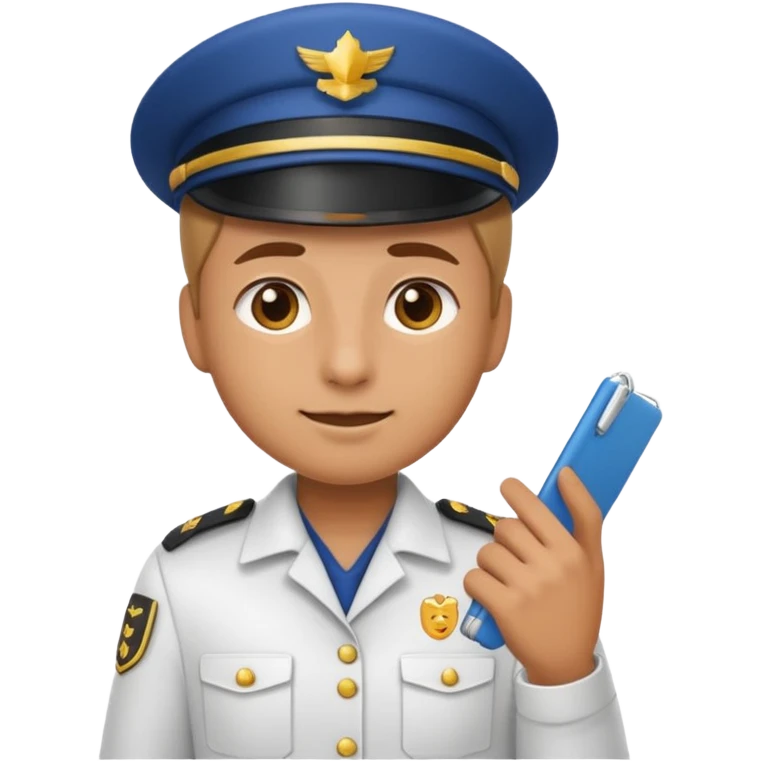create a realistic emoji of a packaging person with a protocol in his hand writing something down. emoji