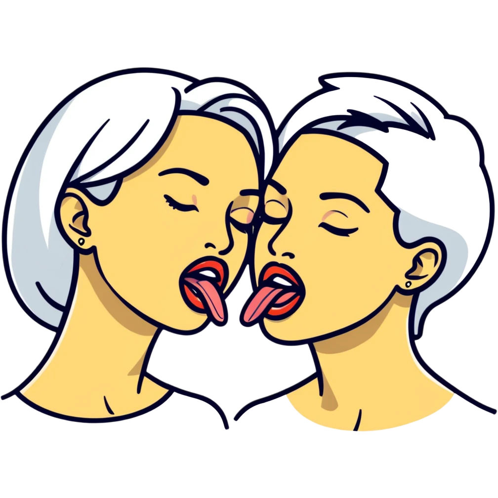 woman with two heads sticking out their tongues emoji