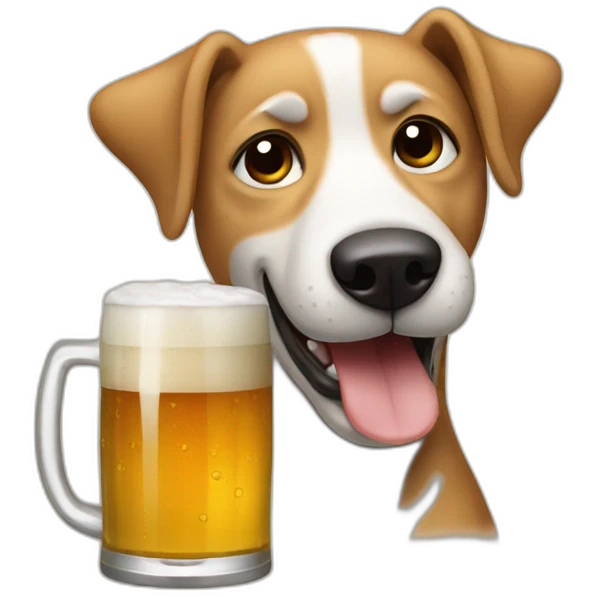 drunk dog drinking a beer emoji