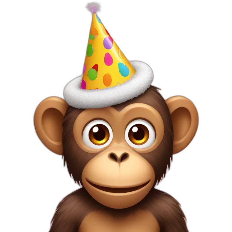 monkey wearing birthday hat emoji