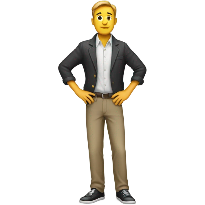 Guy standing on the word “Things” emoji