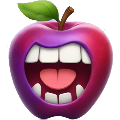 apple emoji licking its own feet with purple horns smiling  emoji