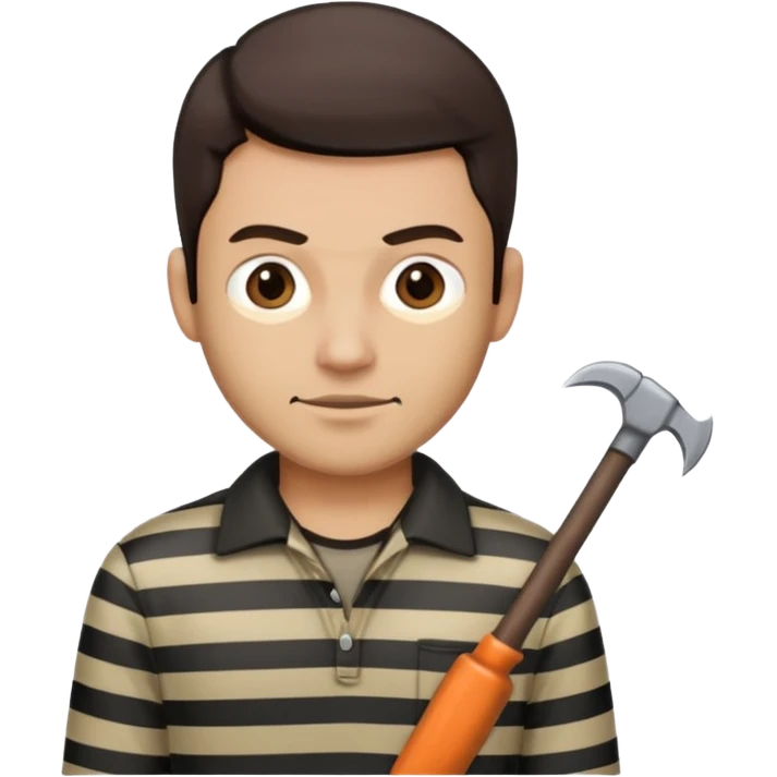Thief with crowbar and striped shirt emoji