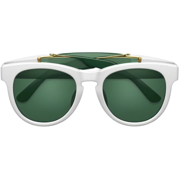 white frame sunglasses folded sideways, dark green lenses, visible lenses and a bit of the temple, emoji style emoji