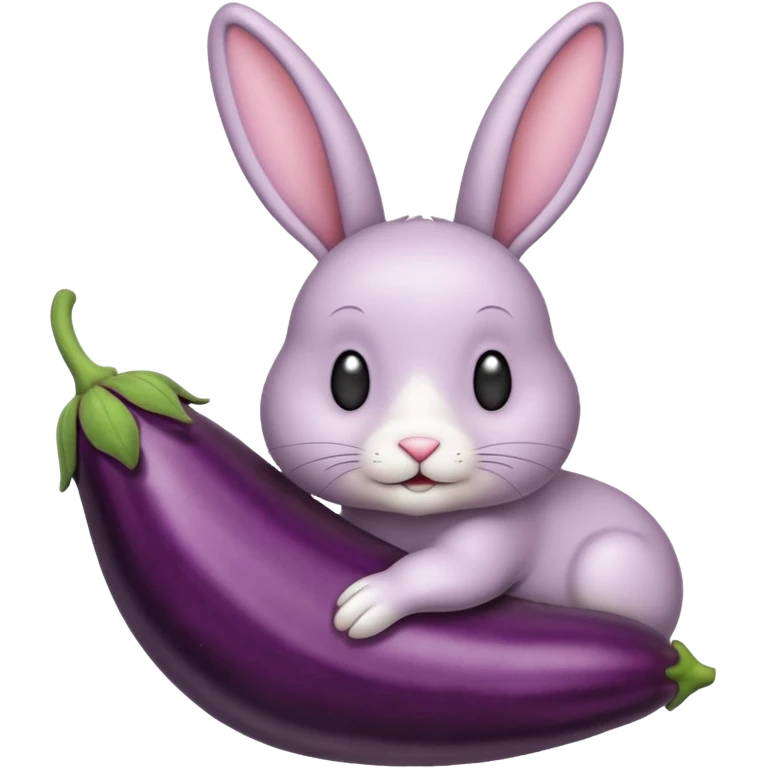 Un lapin avec une aubergine sur la tête emoji