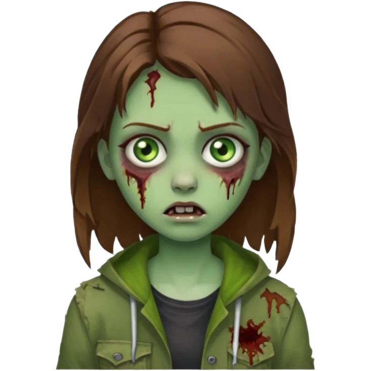 girl zombie with brown hair and green eyes emoji