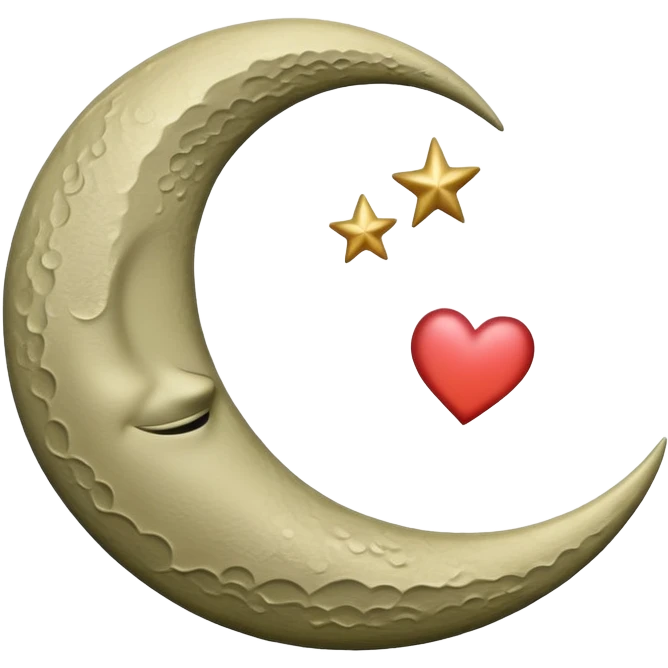 khaki crescent moon with a small heart emoji