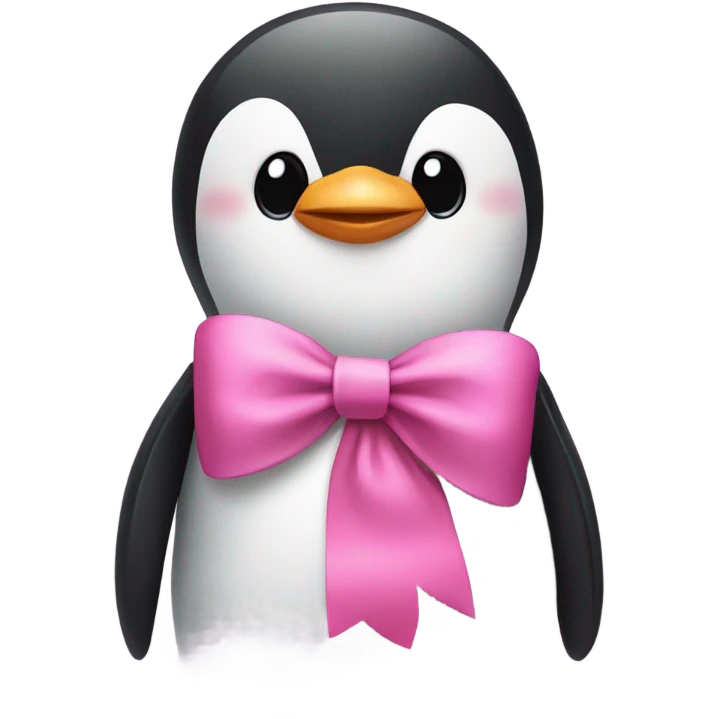 Pink penguin with bow emoji