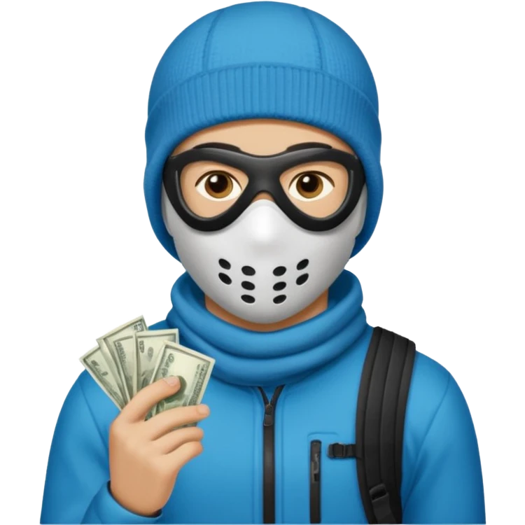 young man with a skimask doing a Money spread emoji