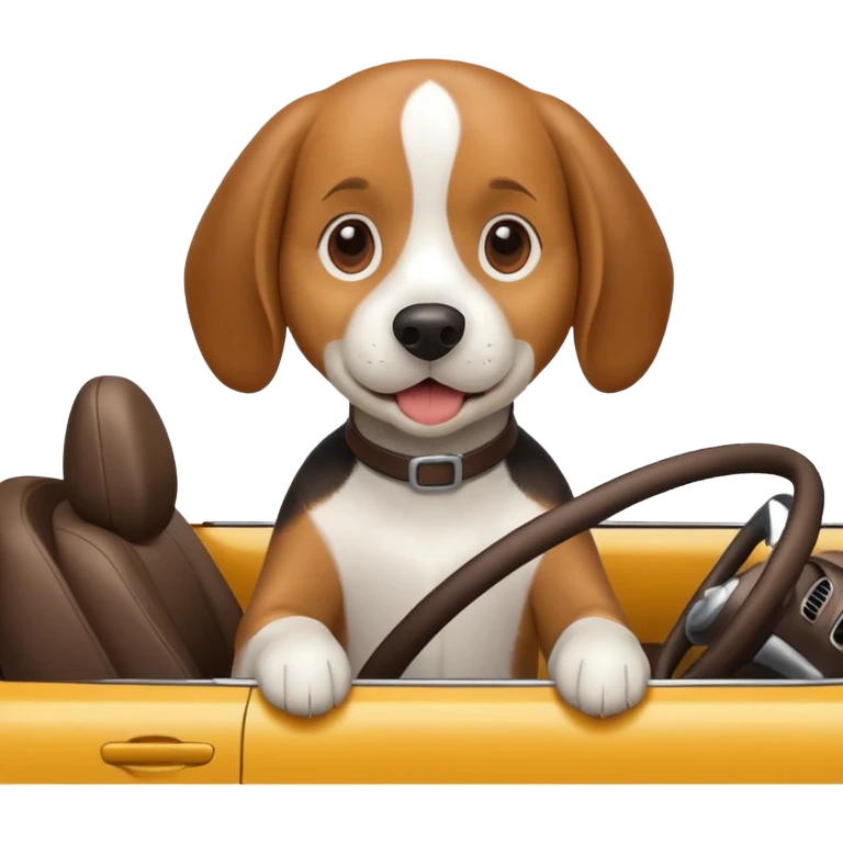 Beagle driving a car emoji