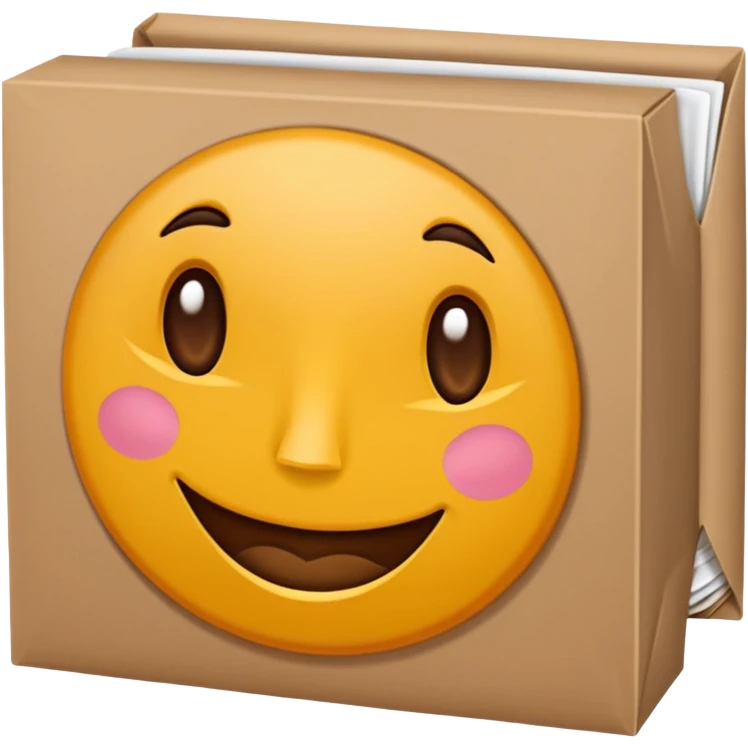 ein brauner karton aus dem frauenbinden rausschauen mit der beschriftung "musterset" emoji