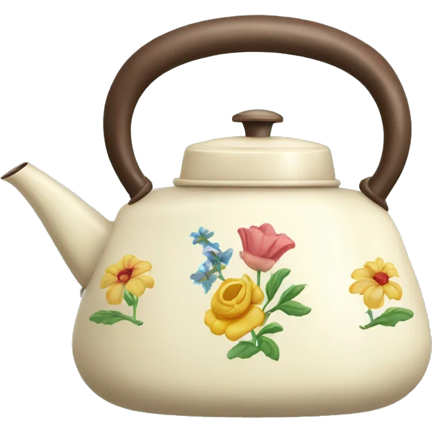 Vintage kettle with flower design emoji