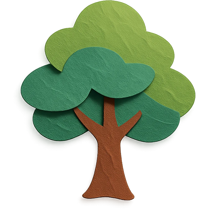 tree with layered leaves in paper-craft style emoji