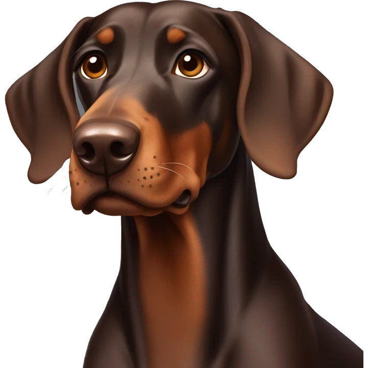 Barking chocolate doberman with floppy ears emoji