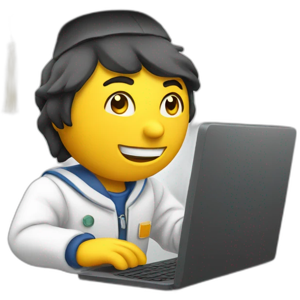 3d college working on pc emoji