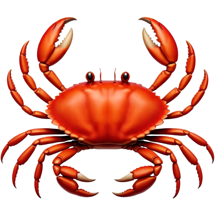 Cinematic Realistic Noble Crab Portrait Emoji, Poised and commanding, with a robust, angular build and a vividly red, textured exoskeleton naturally forming a distinctive face with expressive eyes, rendered in lifelike detail with realistic sandy accents, high shine, intelligent and resolute, styled with an air of coastal authority, focused and attentive, soft glowing outline, capturing the essence of a watchful and confident crab that appears ready to scuttle out of the screen with effortless power! emoji
