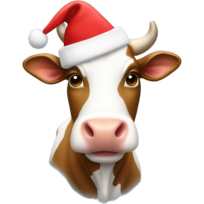 Cow with Christmas hat  emoji