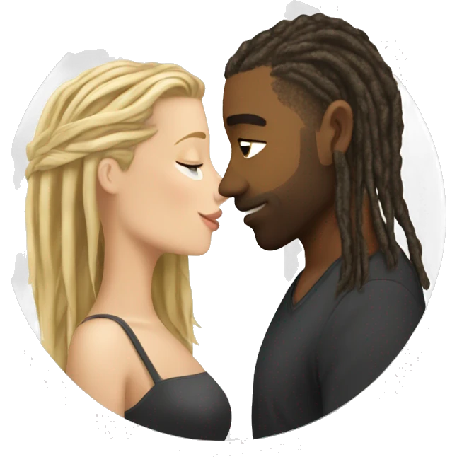 white girl with blonde hair kissing a light skin man with blonde dreads  emoji