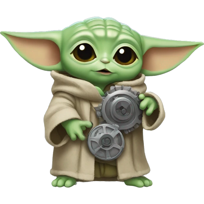  baby yoda holding a gear emoji