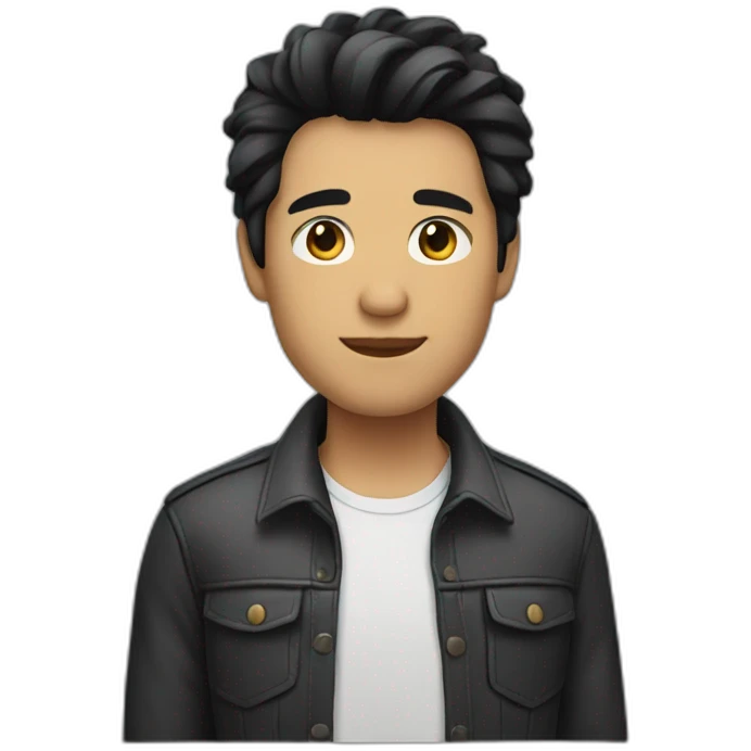 A man wearing fresh clothes and black hair emoji