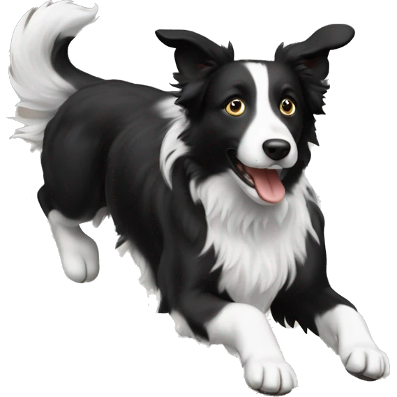 Anvil with border collie jumping over emoji