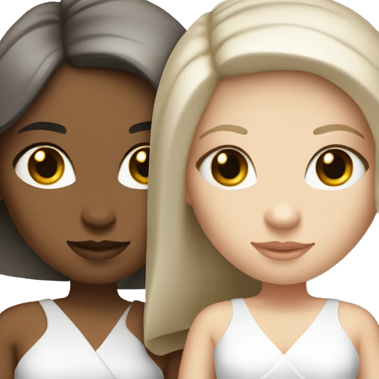 Two brunette white girls in pretty white dresses  emoji