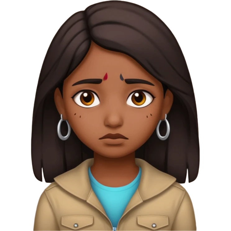 generate an indian genz girl looking sad emoji