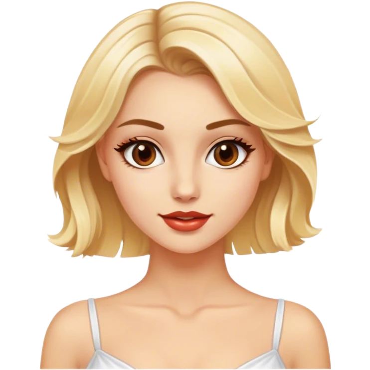 Pretty Blonde model, brown eyes, salsa dance emoji