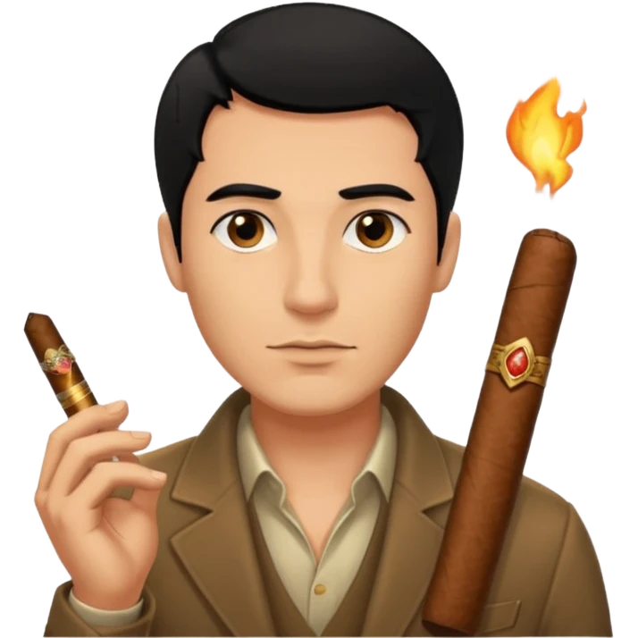 man with black hair and black eyes but handsome With dark smoking  emoji