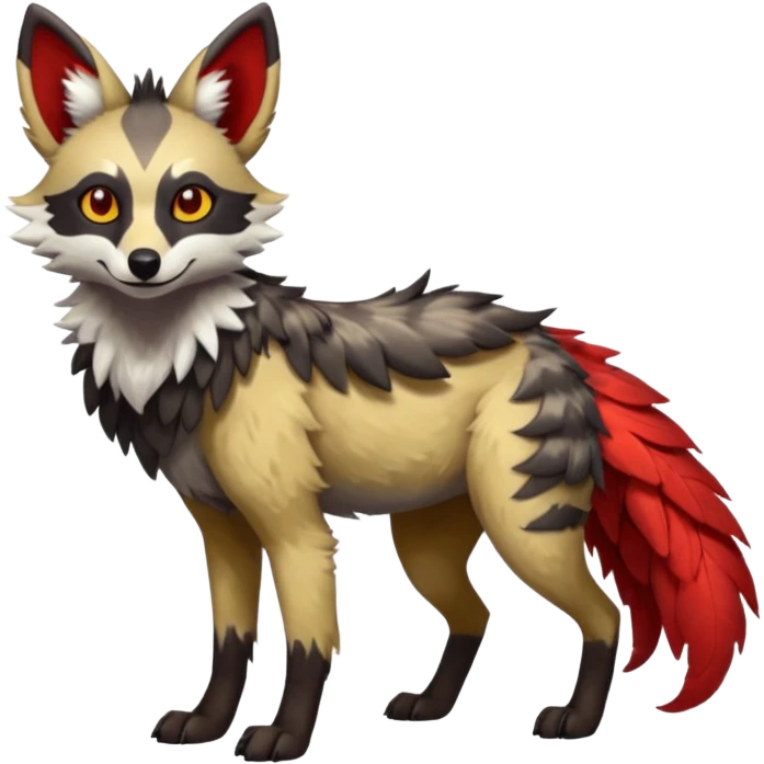 Silvally-Aardwolf-Maned-Wolf-Trico-Genet-fusion-animal-hybrid-creature, full body emoji
