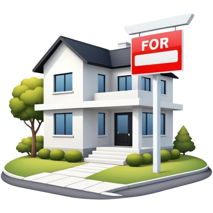 modern house with a for sale sign in front emoji