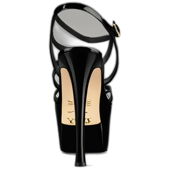 Ysl TRIBUTE heel SANDAL black PATENT LEATHER emoji