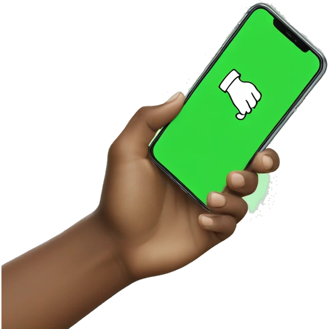 hand holding phone green screen  emoji
