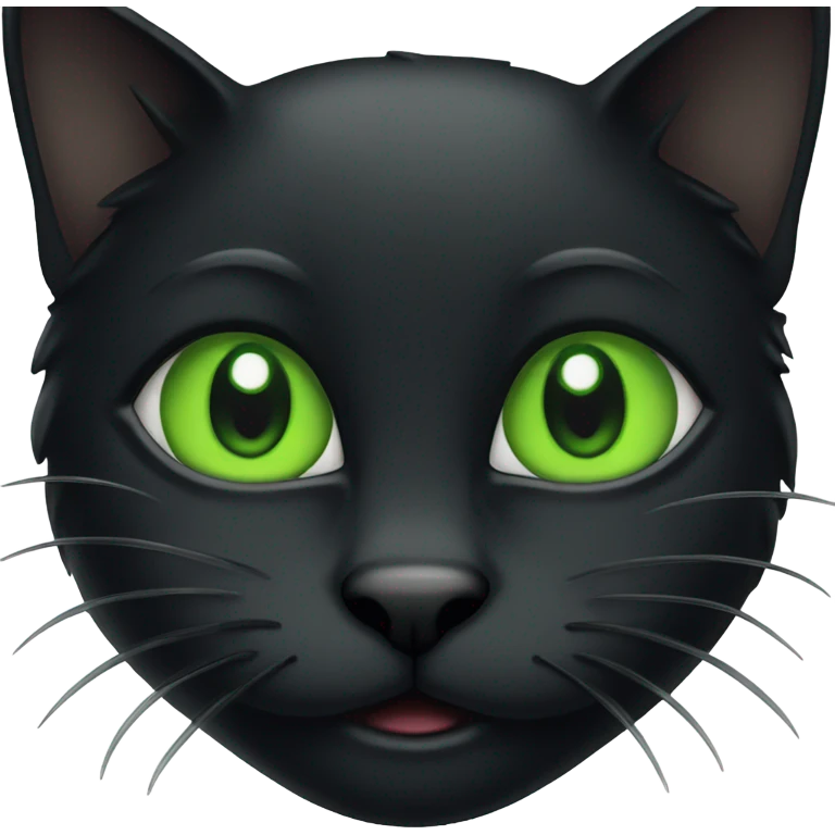 black cat with green eyes smiling emoji