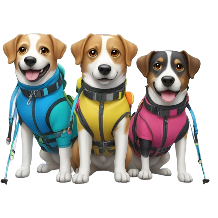 4 dogs skiing emoji