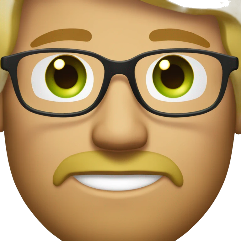 man with blond brown hair, green eyes, beard and glasess emoji