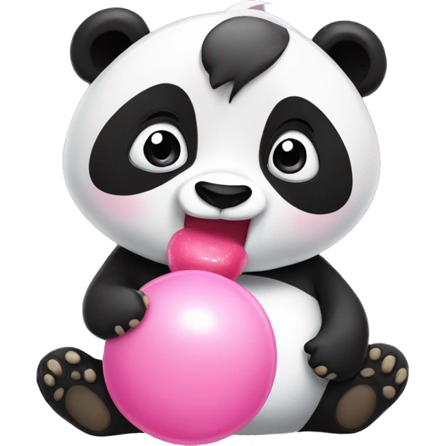 Panda with bubblegum in the mouth ￼ emoji