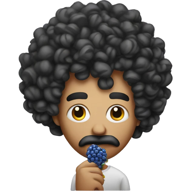 Curly head Mexican holding a blueberry vape emoji