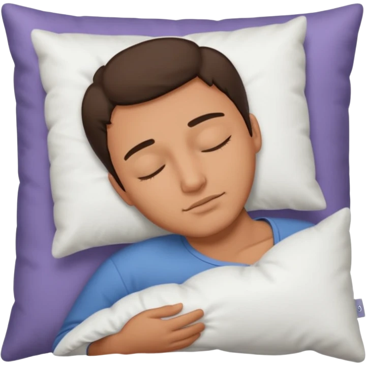 sleeping man with oput pillow emoji