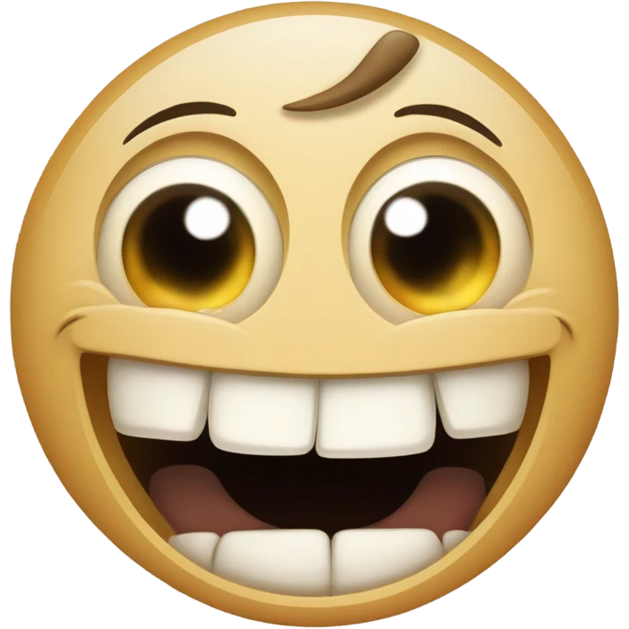 Emoji with 2 front teeth drewling with eyes looking different direction emoji