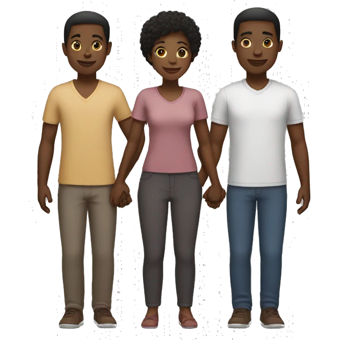 three black people holding hands emoji