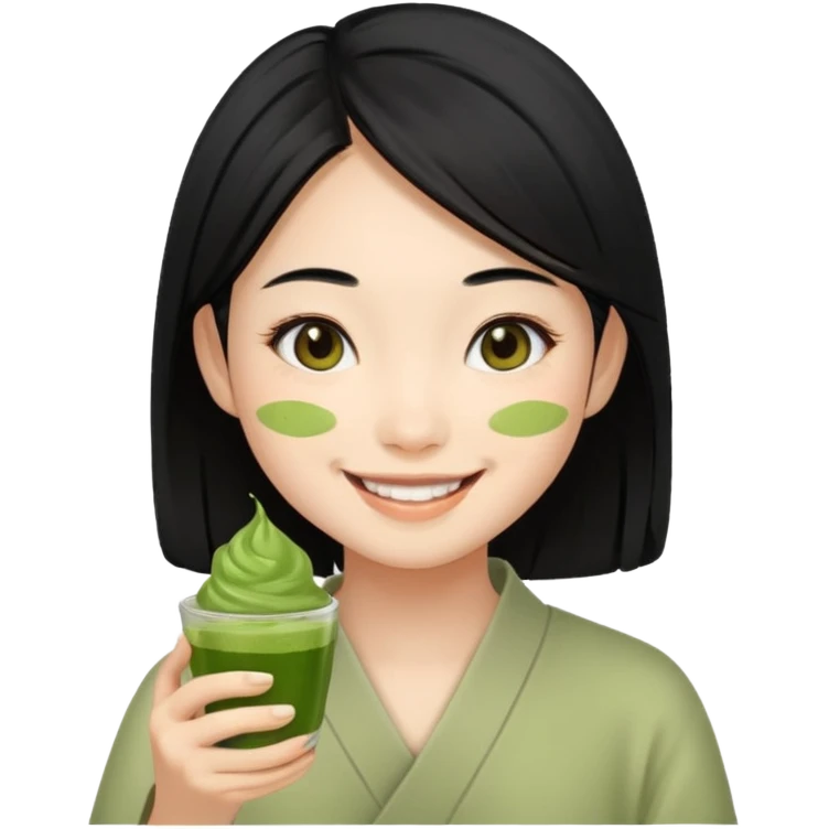 make an asian girl that loves matcha emoji